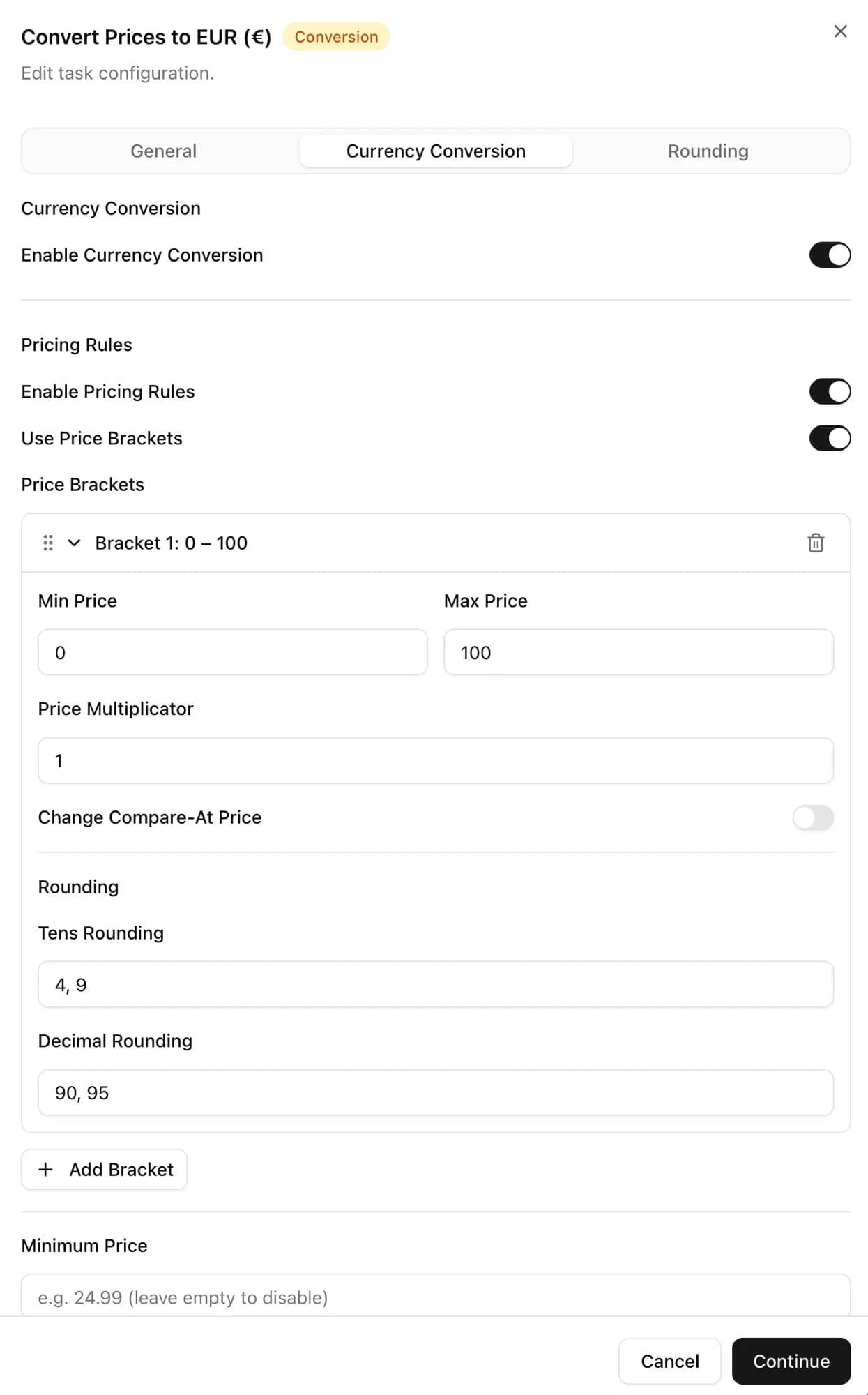 CopyHero pricing and conversion settings