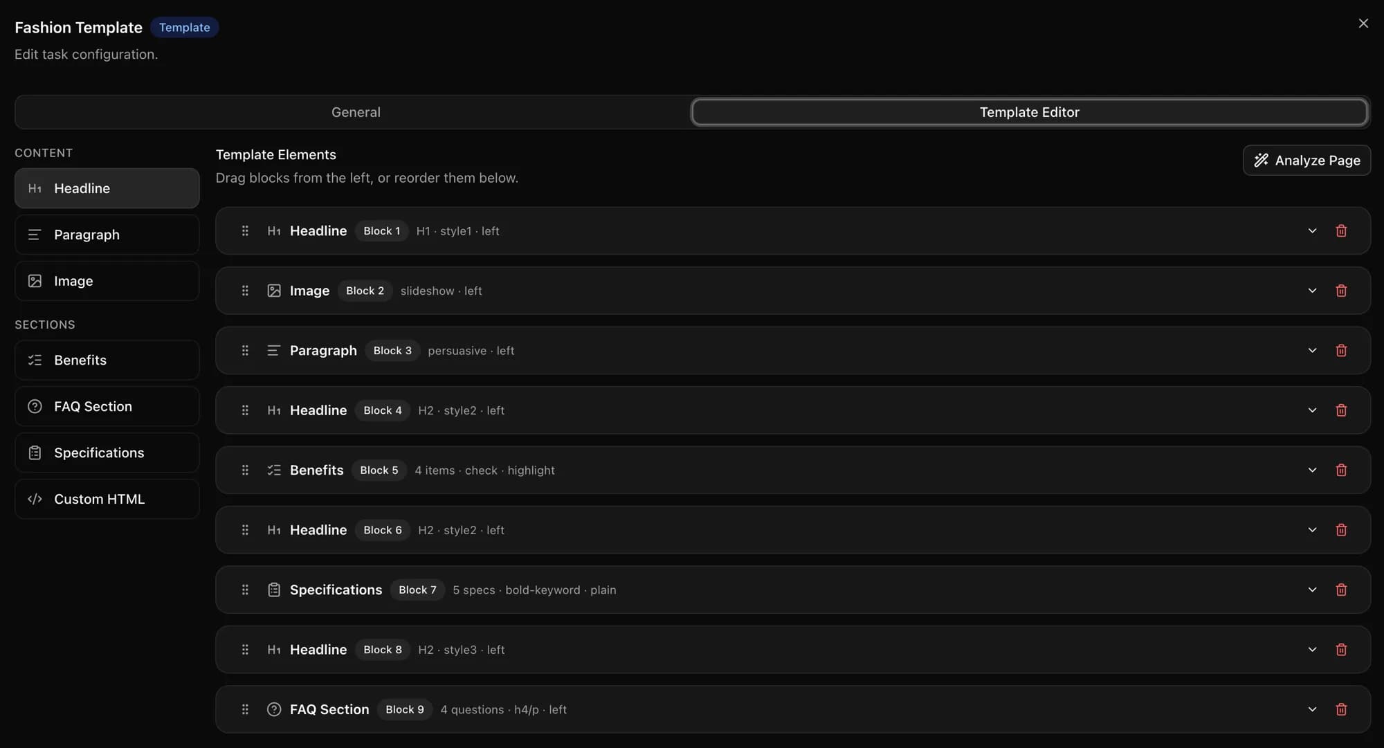 CopyHero template editor